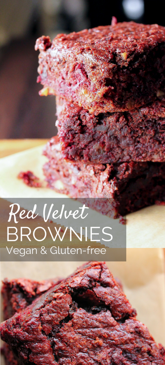Moist and Chocolatey Vegan Red Velvet Brownies-an easy, healthy way to get your chocolate fix!