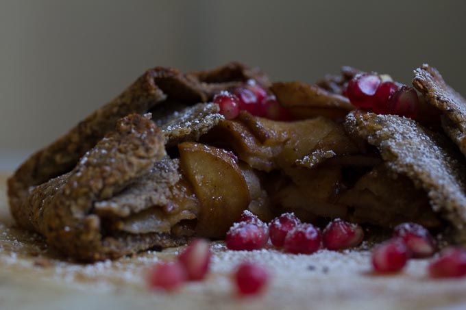 Vegan and Paleo Pear and Pomegranate Galette-easy, grain free and refined sugar free!