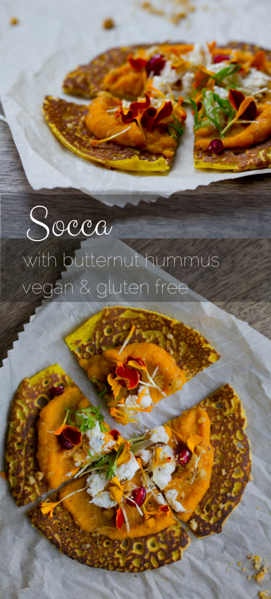 Vegan socca is a great gluten free alternative for pizza crust. So filling, delicious and easy, and made with just a few ingredients!