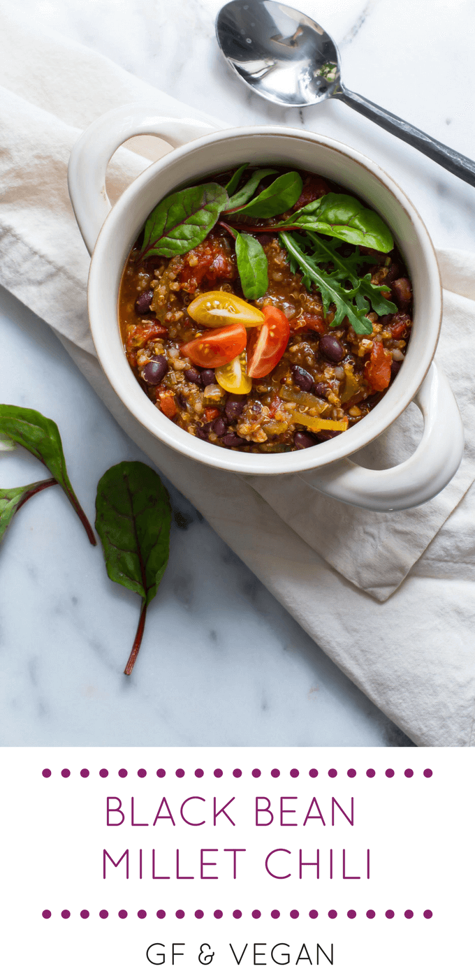 Vegan Black Bean Millet Chili is some of my favorite-so hearty and nutritious! 